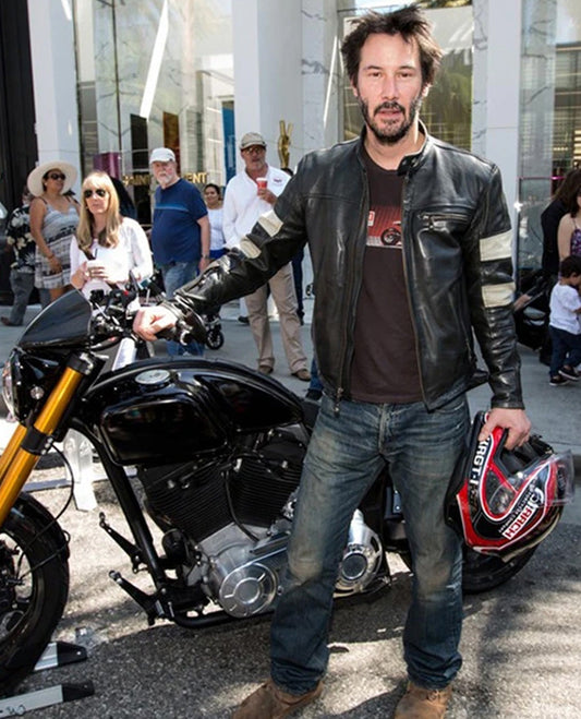 Keanu Reeves Black Biker Leather Jacket