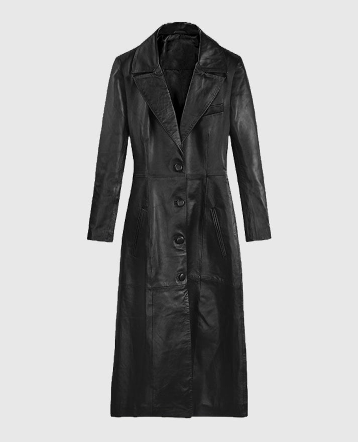 Kendall Jenner Leather Black Long Coat