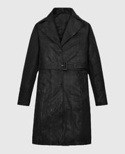 Kim Kardashian Black Leather Long Coat