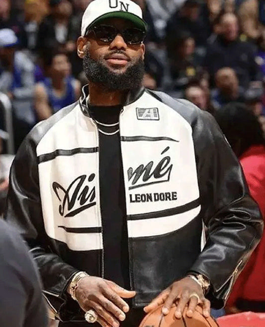Lebron James Leather black n White Jacket