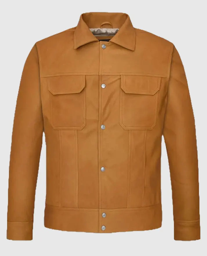 Lucas Bravo Emily In Paris brown Leather Jacket