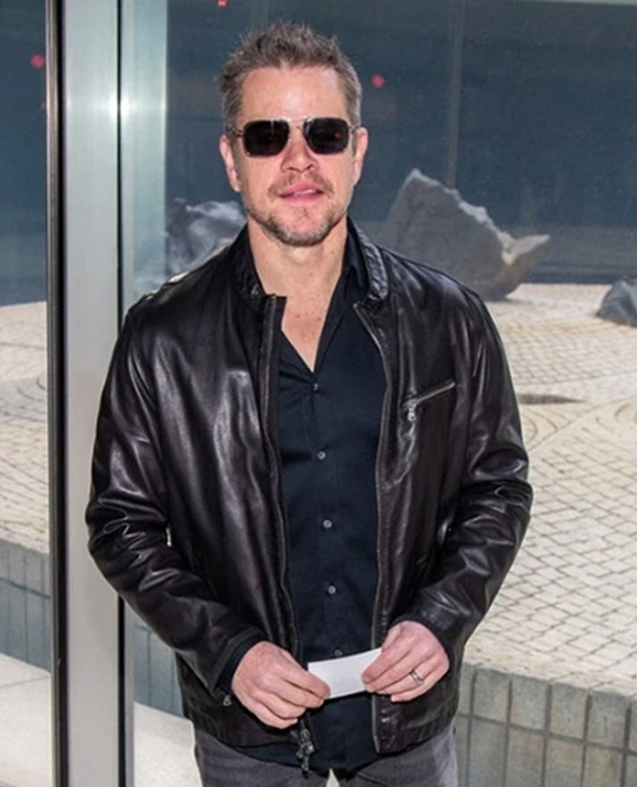 Matt Damon Black Leather Jacket