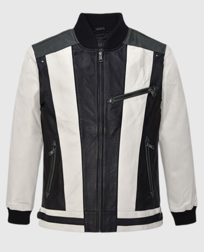 Matthew Broderick Ferris Bueller's Day Off Black n White Leather Jacket