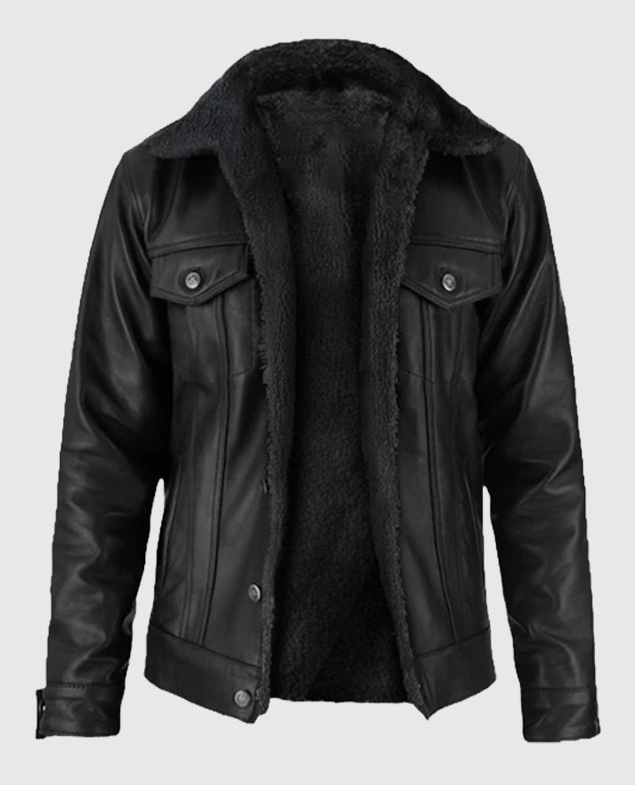 Men’s Black Sherpa Leather Jacket