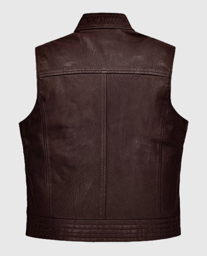 Men's Dark Brown Road Shaper Leather Vest