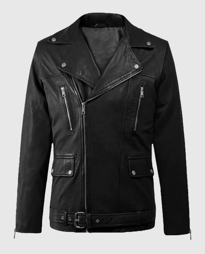 Men's Dauntless Black Biker Leather Jacket