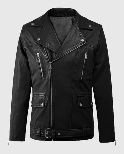 Men's Dauntless Black Biker Leather Jacket