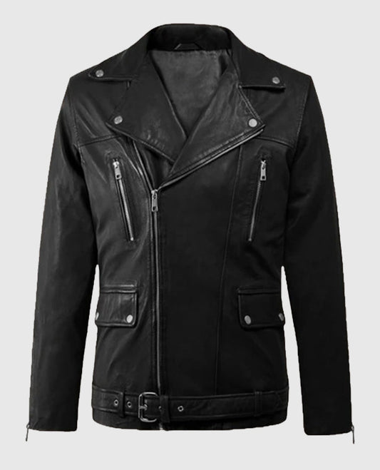 Men's Dauntless Black Biker Leather Jacket