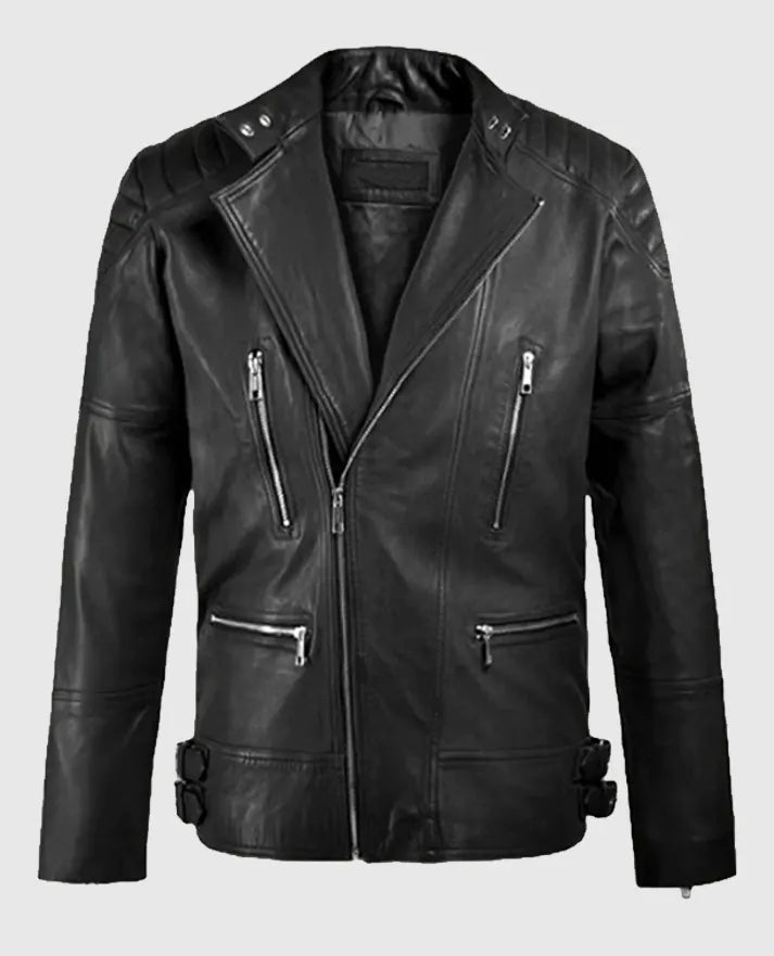 Men's Shotgun Black Moto Leather Jacket