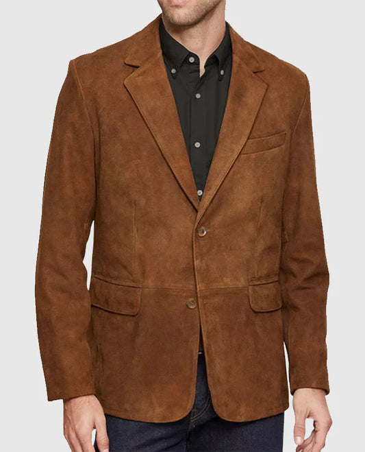 Men's Suede Leather Brown Blazer