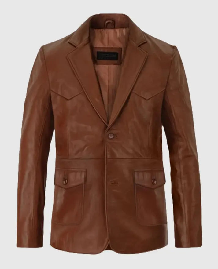 Men’s Brown Western Leather Blazer
