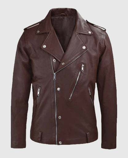 Men's Beast Burgundy Biker Leather Jacket