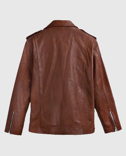 Men's Beast Tan Brown Biker Leather Jacket