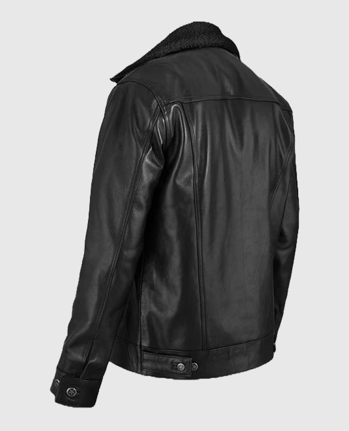 Mens Black Sherpa Leather Jacket