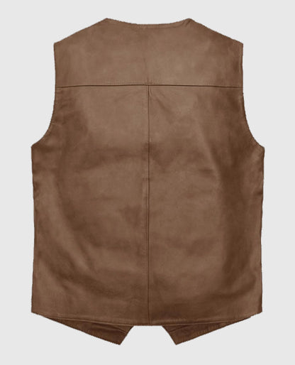 Men's Brown Iron Stride Vintage-Inspired Leather Vest