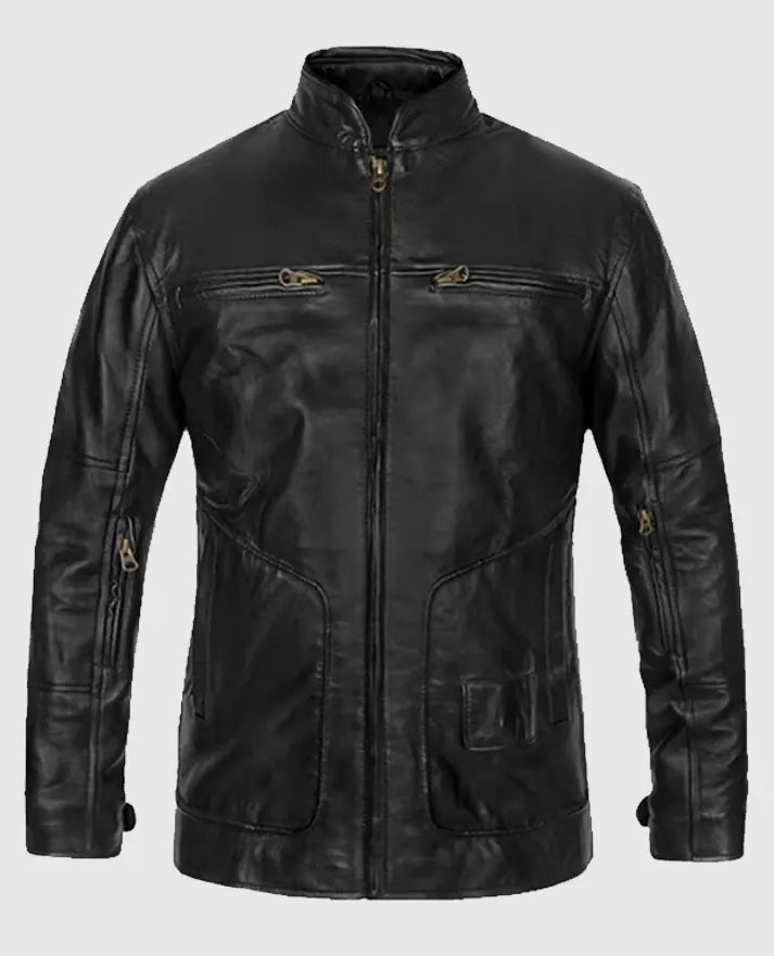 Cafe Racer Black Leather Jacket for Men