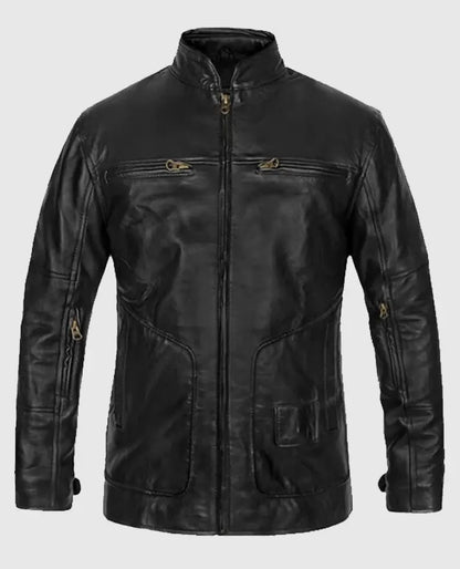 Cafe Racer Black Leather Jacket for Men