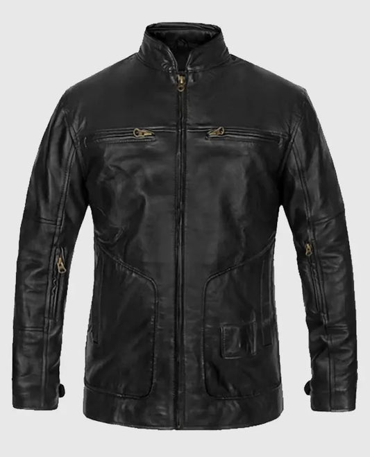 Cafe Racer Black Leather Jacket for Men