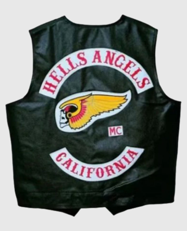 Men's California Hells Angels Black Leather Vest