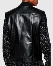 Men's Casual Classic Black Leather Vest