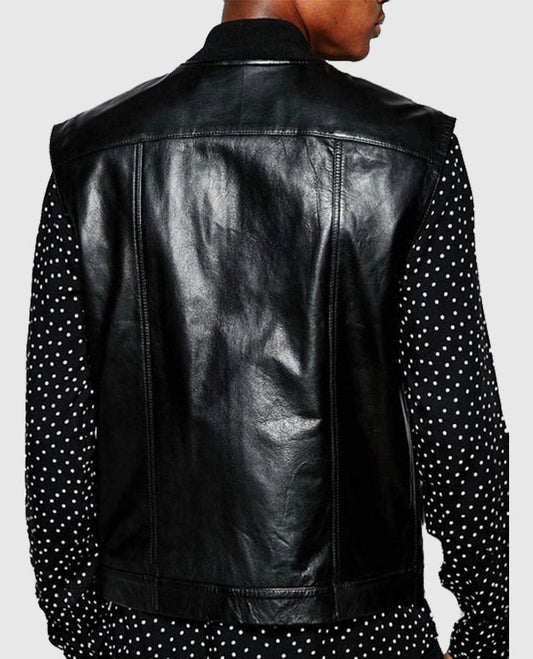 Men's Casual Classic Black Leather Vest