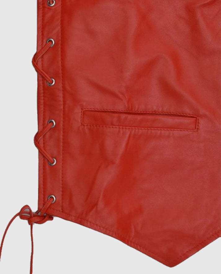 Men's Classic Laced Red Leather Vest
