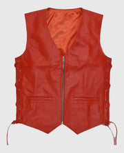 Men's Classic Red Laced Leather Vest