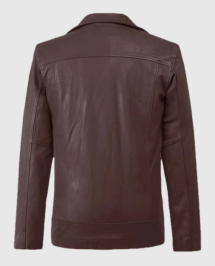 Men's Dauntless Biker Burgundy  Leather Jacket