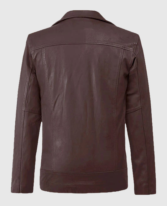 Men's Dauntless Biker Burgundy  Leather Jacket