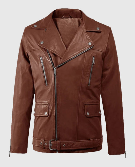 Men's Dauntless Tan Biker Leather Jacket