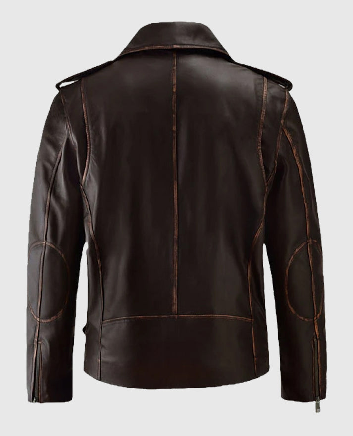 Men's Enforcer Biker Dark Brown Leather Jacket