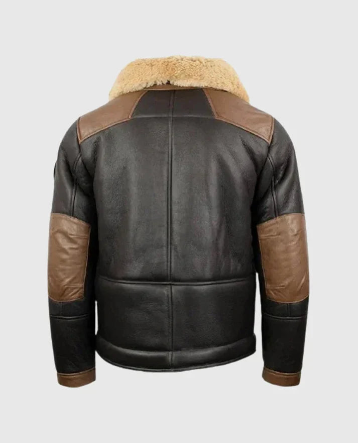 Men's F-35 Aviator Chocolate Brown Sheepskin Jacket