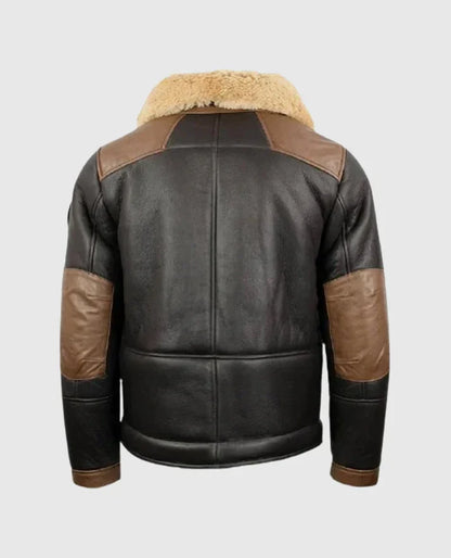 Men's F-35 Aviator Chocolate Brown Sheepskin Jacket