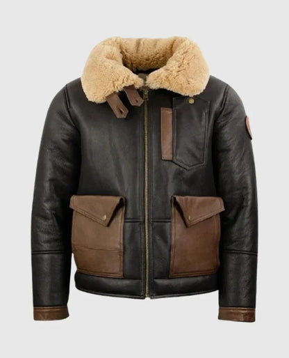 Men's F-35 Aviator Chocolate Sheepskin Jacket