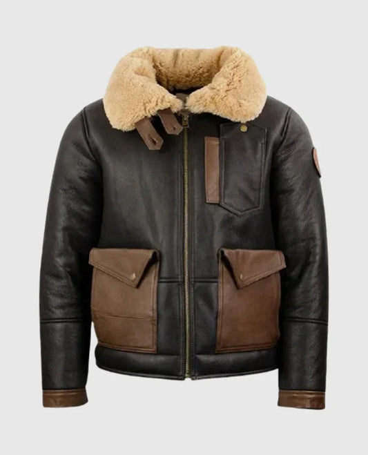 Men's F-35 Aviator Chocolate Sheepskin Jacket