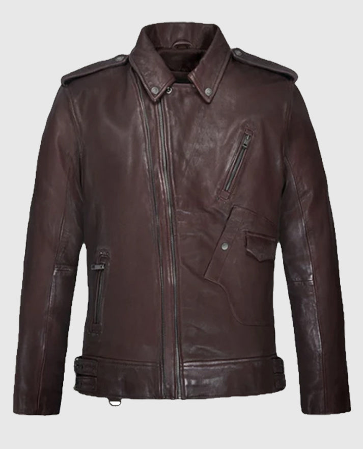 Men's Falcon Burgundy Rider Leather Jacket