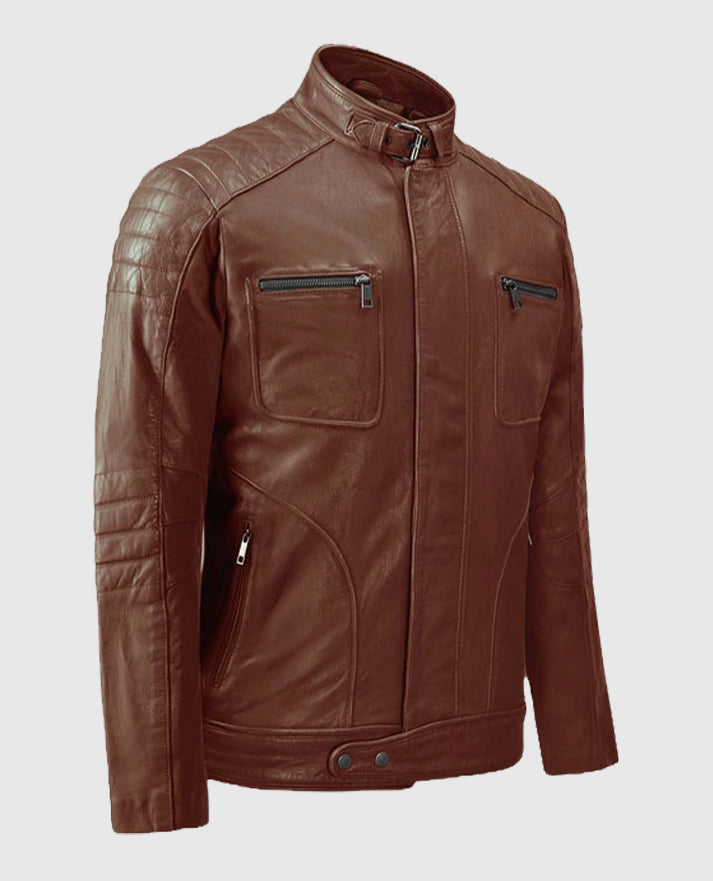 Men's Firefly Moto Biker Brown Leather Jacket
