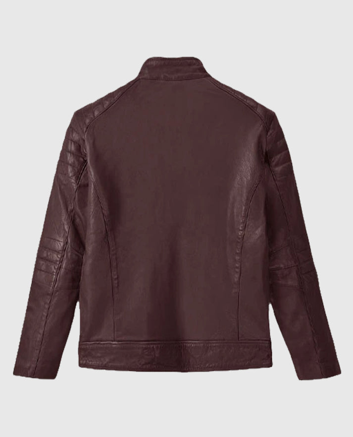 Men's Firefly Moto Biker Burgundy Leather Jacket