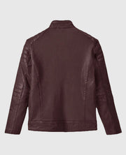 Men's Firefly Moto Biker Burgundy Leather Jacket