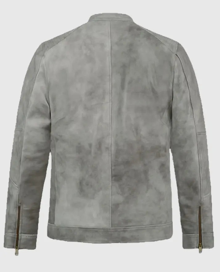 Men's Harbor Gray Moto Suede Jacket