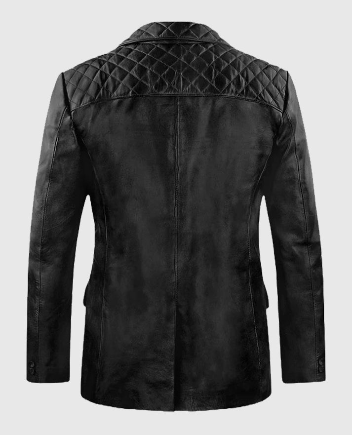 Mens Harper Black Leather Blazer