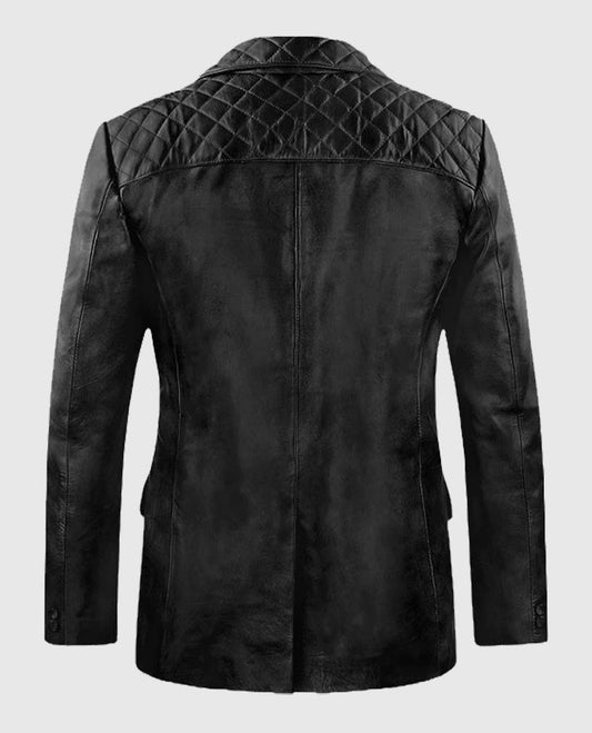 Mens Harper Black Leather Blazer