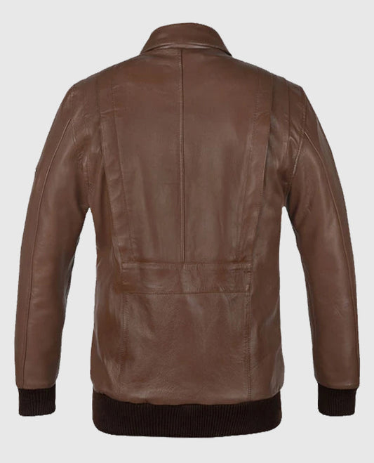 Men's Hunter Bomber Brown Leather Jacket