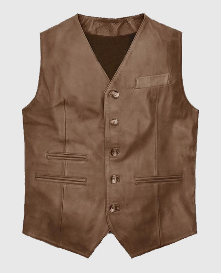 Men's Iron Stride Vintage-Inspired Brown Leather Vest