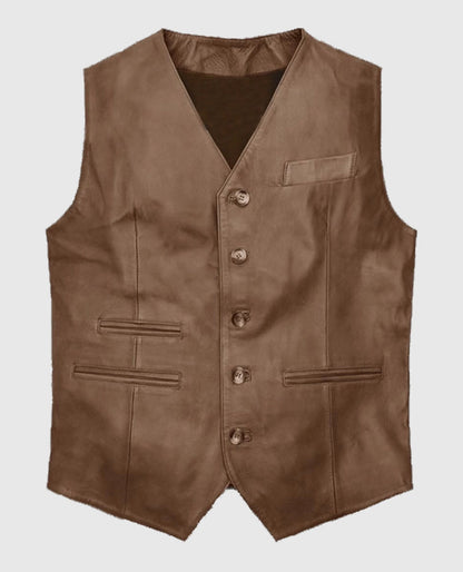 Men's Iron Stride Vintage-Inspired Brown Leather Vest