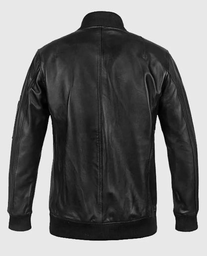 Men's MA-1 Black Bomber Leather Jacket