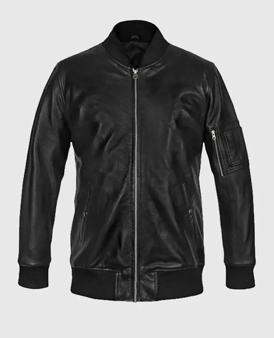 Men's MA-1 Bomber Leather Jacket