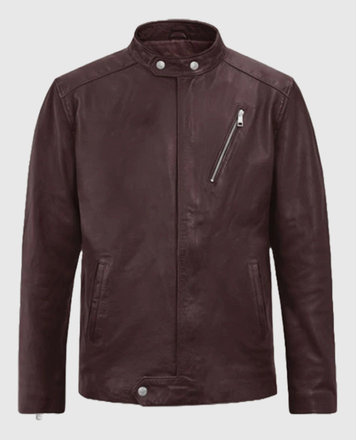 Men's Motorad Burgundy Biker Leather Jacket