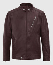 Men's Motorad Burgundy Biker Leather Jacket