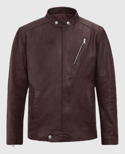 Men's Motorad Burgundy Biker Leather Jacket